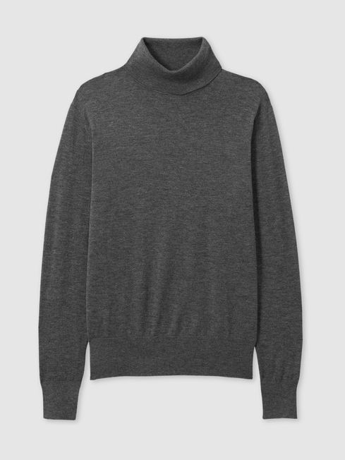Reiss Charcoal Macy Merino Wool Roll Neck Jumper