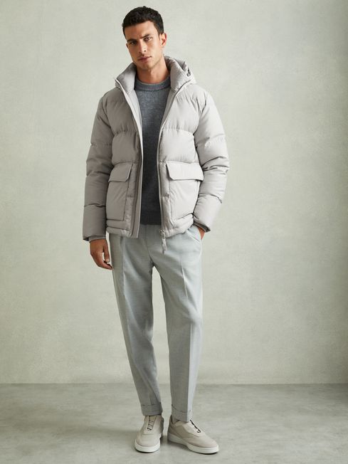 Reiss Carston Patch Pocket Quilted Puffer Jacket REISS Rest of World
