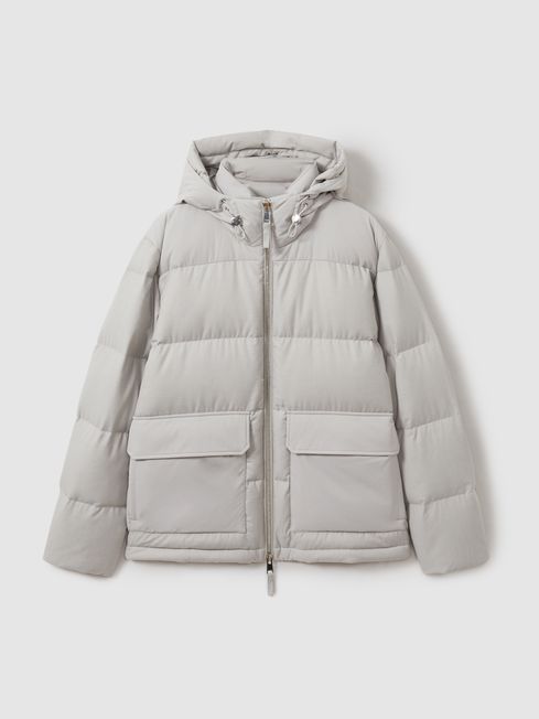 Gray puffer jacket women's deals