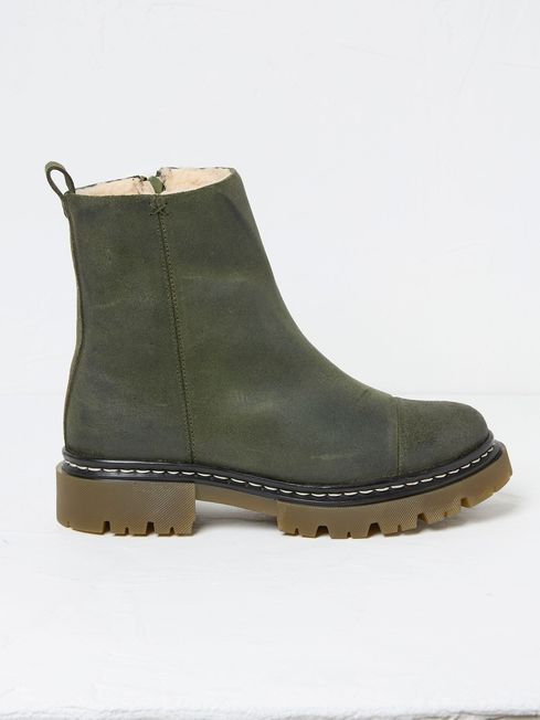 Winslie Khaki Green Chunky Boots FatFace USA