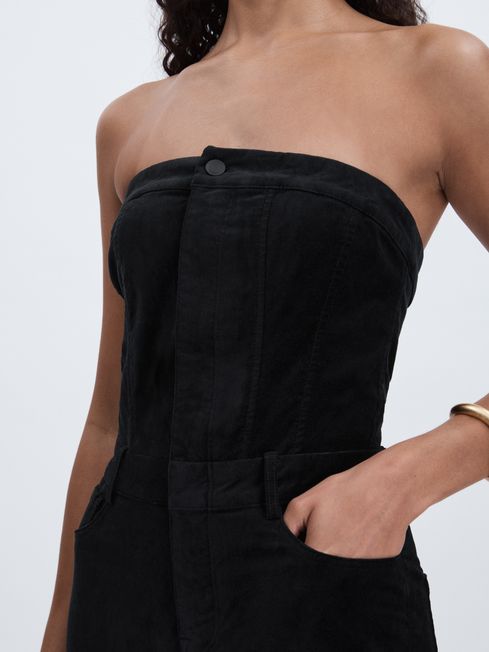 Good Black Velvet Strapless Jumpsuit 12