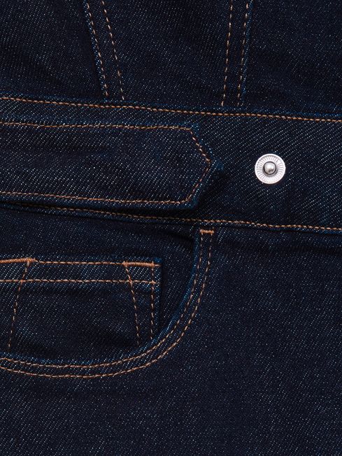 Good American Dark Blue Denim Trucker Jumpsuit