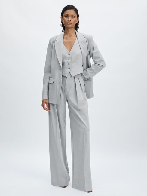 Good American Heather Grey Sharkskin Suit Waistcoat