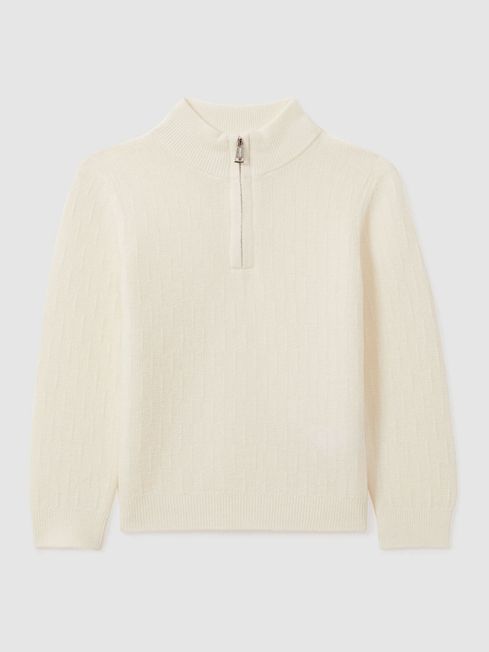 White funnel neck jumper top
