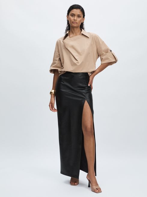 Good American Faux Leather Maxi Skirt in Black REISS Ireland