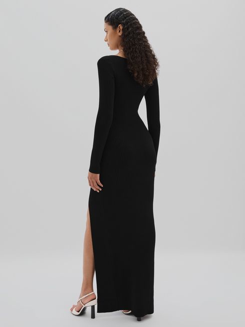 Good American Black Good American Ribbed Midi Dress