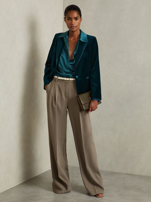 Reiss Parisa Velvet Single Breasted Suit Blazer REISS Rest of Europe