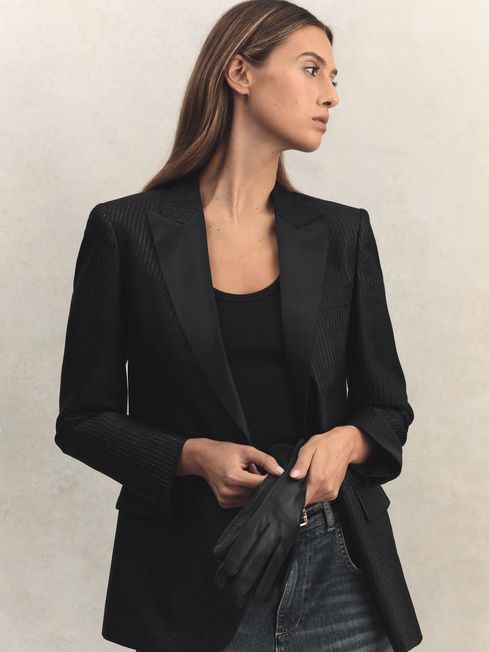 Reiss Black Giselle Leather Gloves