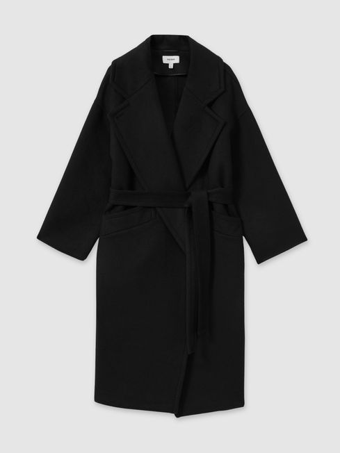 Petite Wool Blend Blindseam Coat in Black REISS Germany