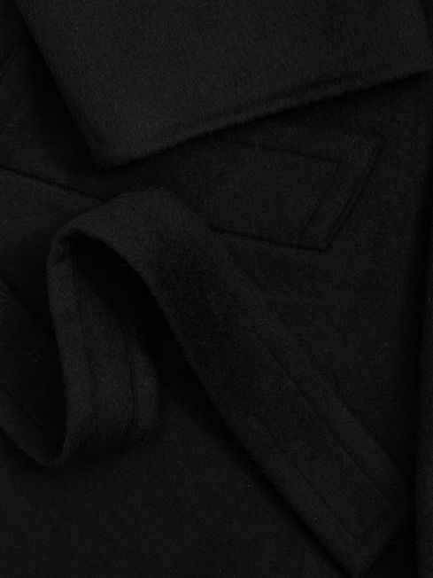 Reiss Black Bridget Wool-Blend Blindseam Coat