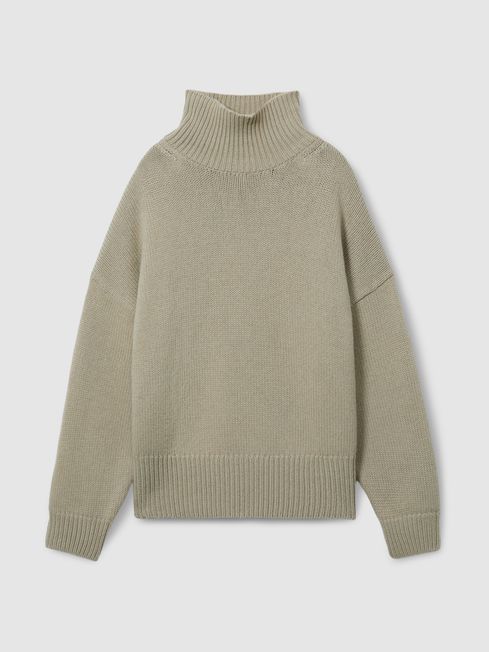 Reiss Les 100 Ciels Wool and Cashmere Jumper in Khaki REISS USA