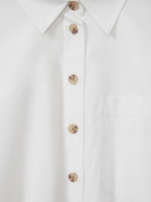 Cropped Cotton Shirt in White