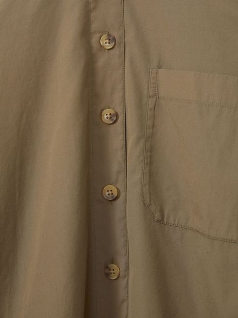 Cropped Cotton Shirt in Khaki