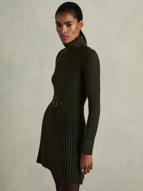 Ribbed roll neck dress clearance