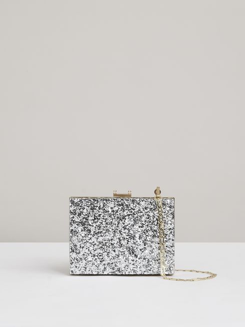 Grey box clutch bag clearance