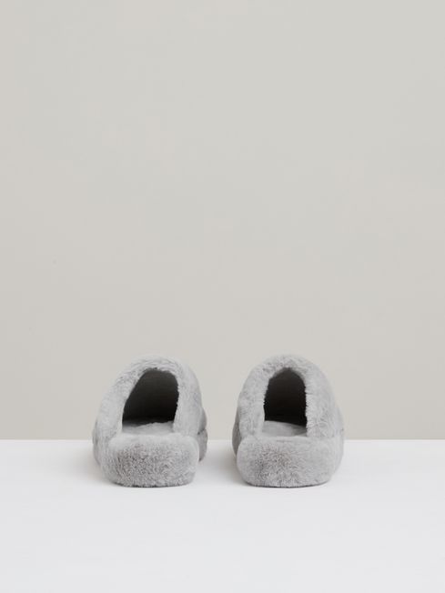 Reiss Grey Andrea Faux Fur Slippers