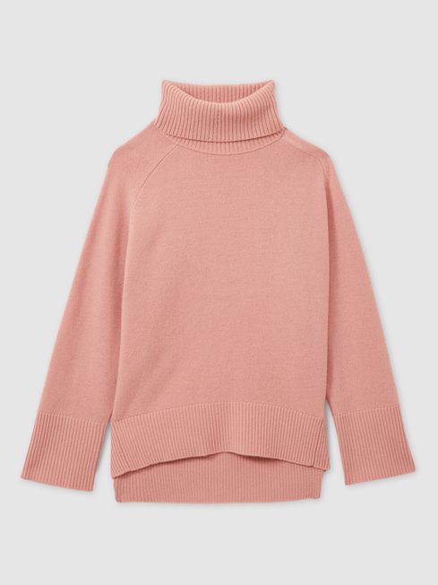 Pink cashmere roll neck jumper shop
