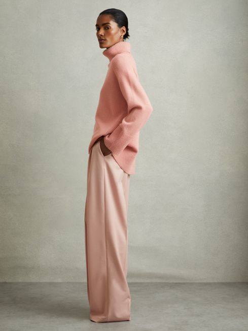 Reiss Soft Pink Eliza Wool-Cashmere Roll-Neck Jumper