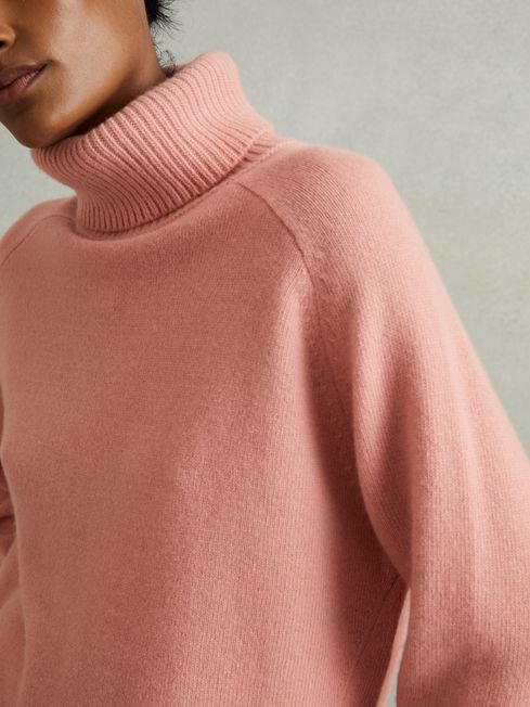 Reiss Soft Pink Eliza Wool-Cashmere Roll-Neck Jumper