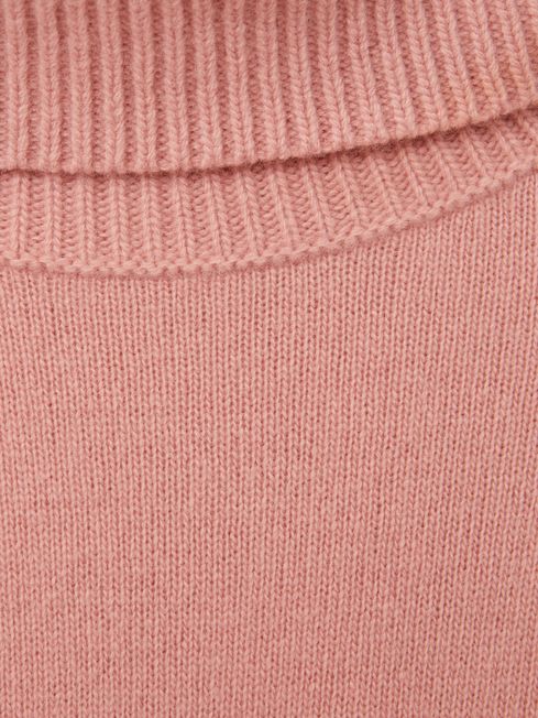 Reiss Soft Pink Eliza Wool-Cashmere Roll-Neck Jumper