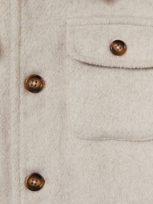 Reiss Stone Liam 3-9 yrs Removable-Hood Brushed-Twill Overshirt