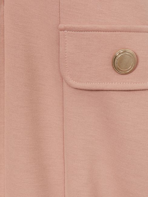 Reiss Pink Anna Jersey Puff Sleeve Dress