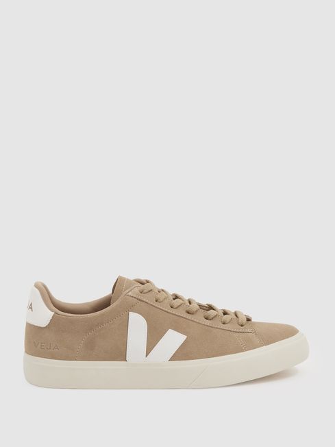 Veja Leather Suede Logo Trainers in Dune Cream REISS Canada