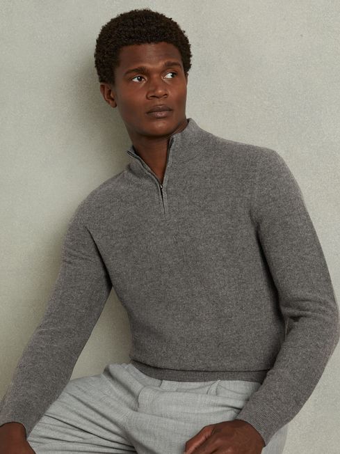 Wool zip neck jumper hot sale