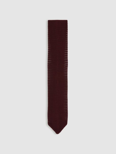 Reiss Burgundy Punto Silk Knitted Tie