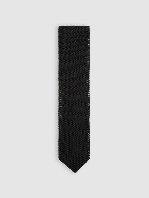 Reiss Black Punto Silk Knitted Tie