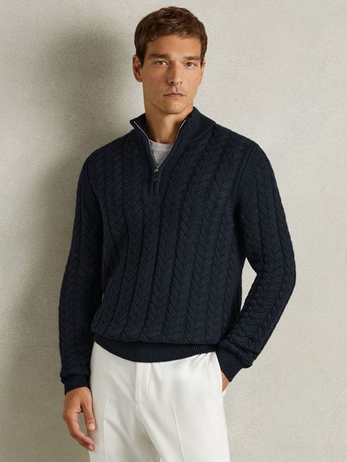 Navy zip neck jumper cheap