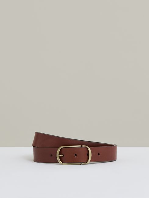 Reiss Dark Tan Zeke Leather Gradual-Fade Belt