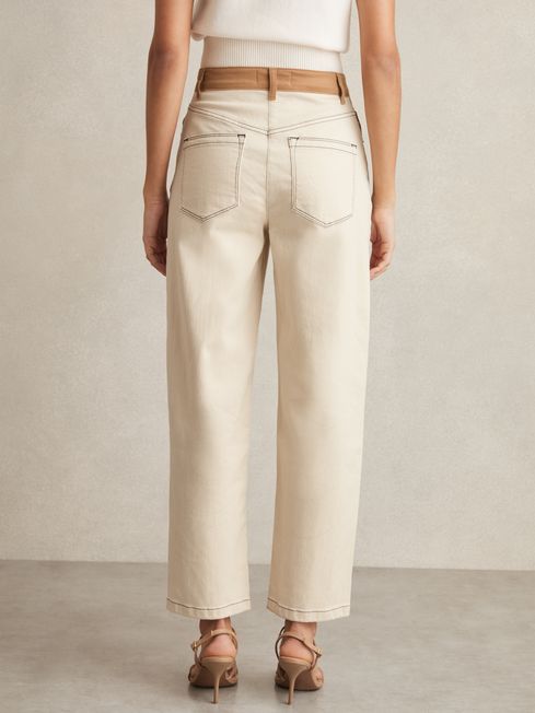 Reiss Ecru Maddie Petite Colour-Block Straight-Leg Jeans