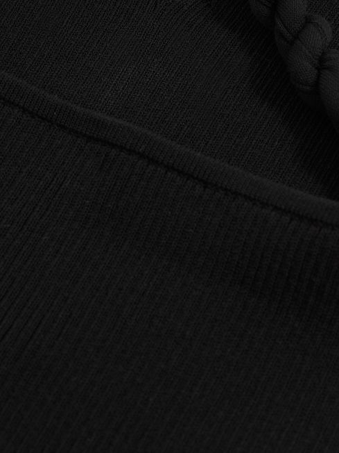 Reiss Black Lauren Twist-Strap Rib-Knit Vest