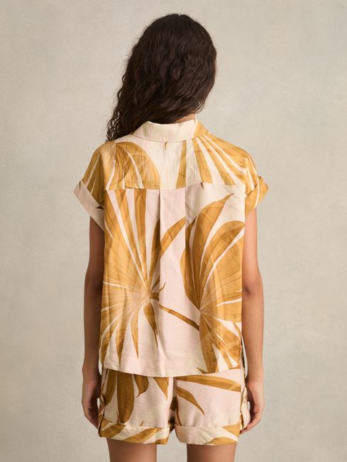 Reiss Neutral Hannah Palm Print Shirt