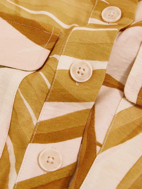 Reiss Neutral Hannah Palm Print Shirt