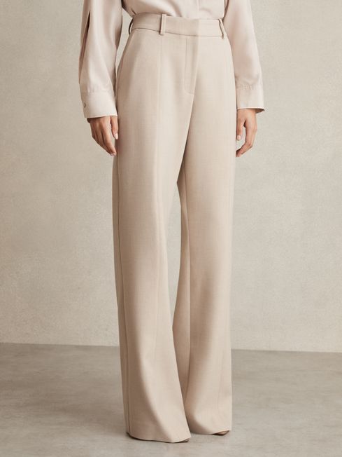 Reiss Neutral Athena Petite Flared Tailored Trousers