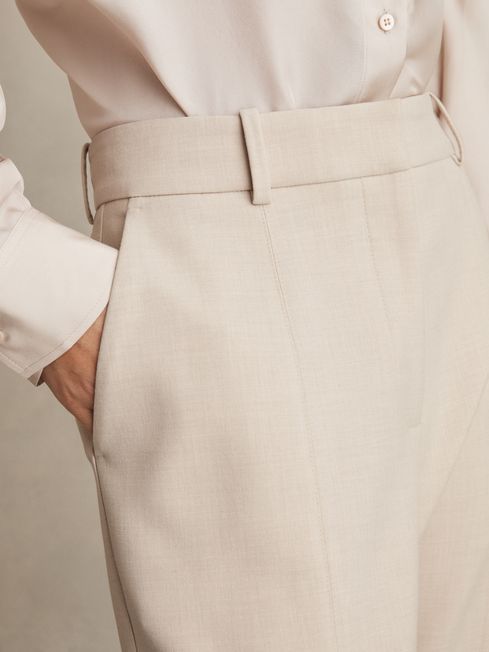 Reiss Neutral Athena Petite Flared Tailored Trousers