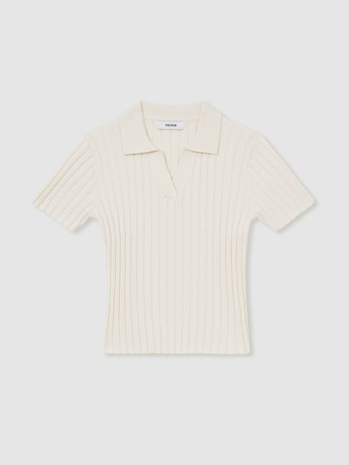 Reiss Ivory Poppy 4-9 yrs Rib Knit Polo Top