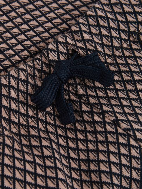 Reiss Navy/Tobacco Brown Ernie 9-13 yrs Cotton Blend Geometric Jacquard Shorts