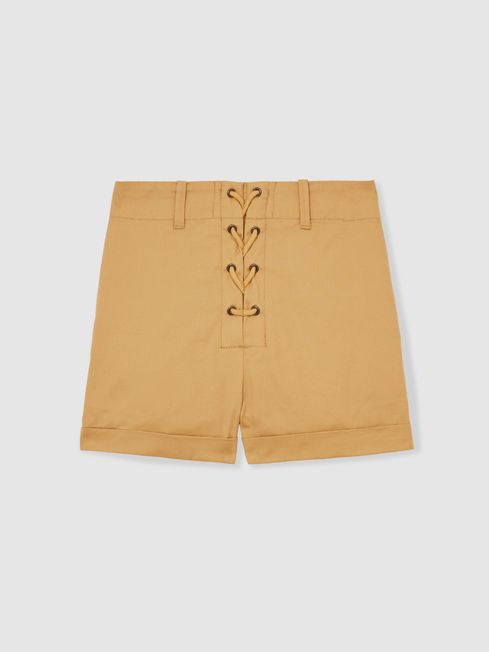 Reiss Tan Clement Cotton Lace-Up Shorts