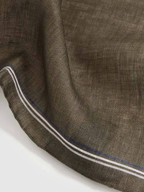 Reiss Olive Fiorello Linen Pocket Square