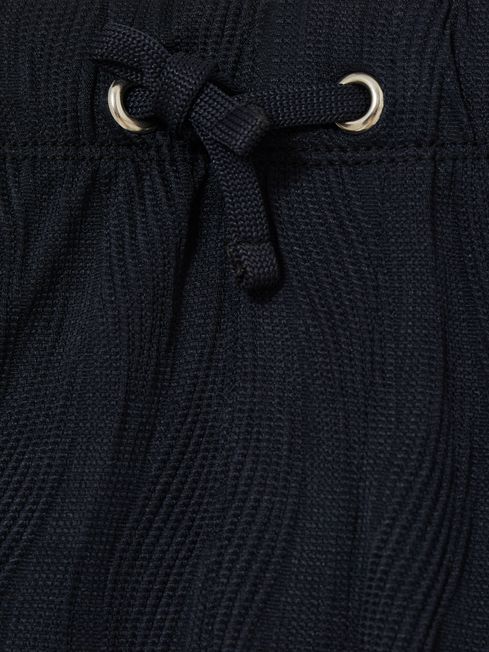 Reiss Navy Alvar 9-13 yrs Wave-Jacquard Drawstring Shorts