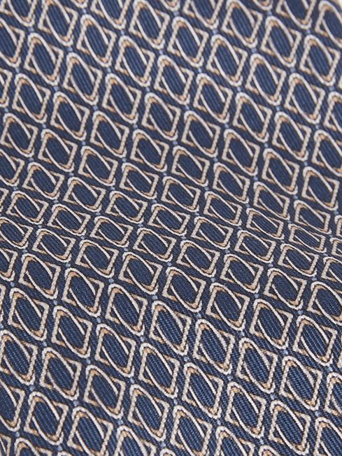 Reiss Navy Caruso Silk Geometric-Print Tie