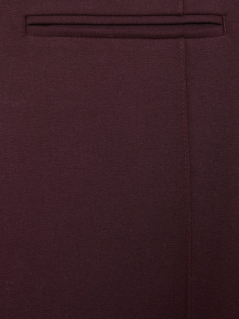 Reiss Burgundy Claude Petite High Rise Flared Trousers