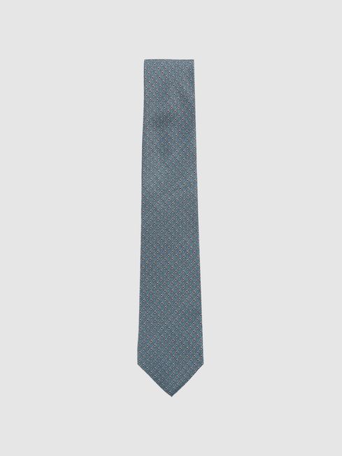 Reiss Soft Blue Caruso Silk Geometric-Print Tie