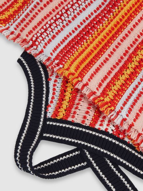 Reiss Multi Amira Cotton Striped Knit Dress