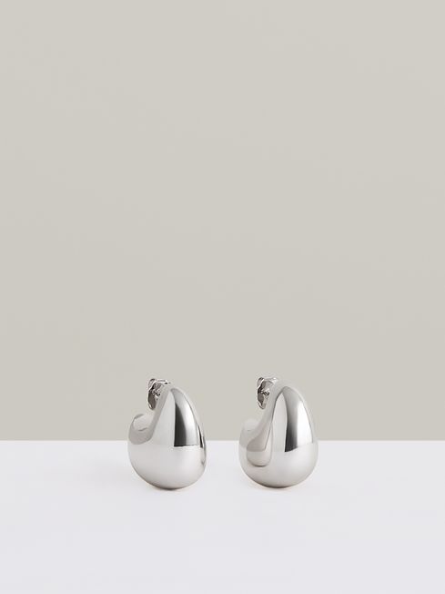 Reiss Silver Tone Calla Curve Scoop Earrings