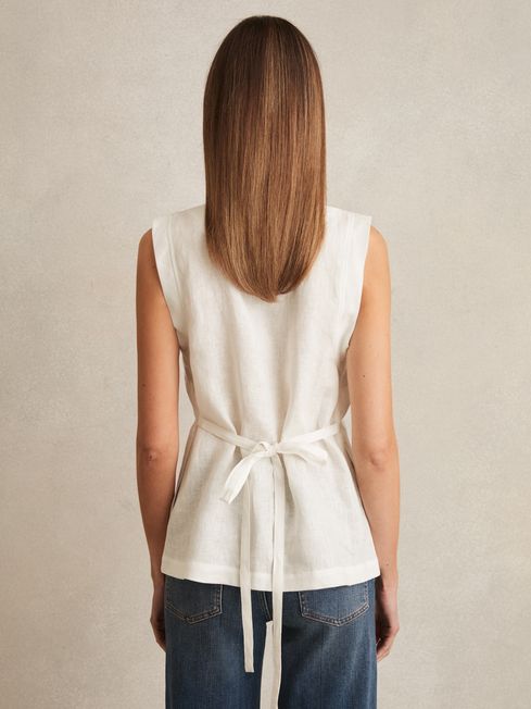Reiss Ivory Whitney Linen Button-Front Waistcoat