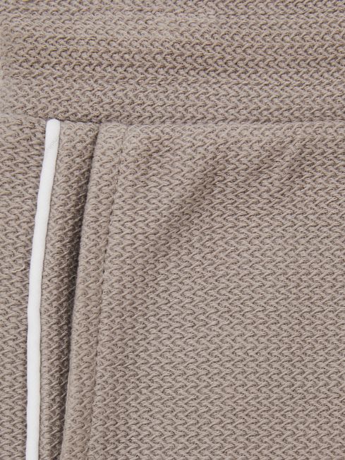 Reiss Mink Brown Pinta 3-9 yrs Cotton Textured Piped Shorts